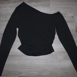 SHEIN Black Asymmetrical Long Sleeve Top